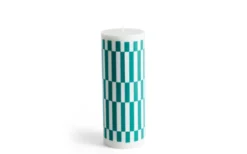 Column Blockljus Large Light Grey & Green