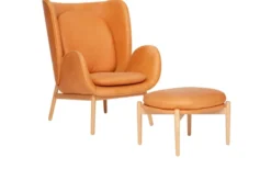 Embrace Large Fåtölj Och Pall Vintage Cognac Läder