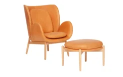 Embrace Small Fåtölj Och Pall Vintage Cognac Läder