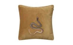 Embroidered Cobra Velvet Kuddfodral Masala Yellow