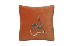 Embroidered Cobra Velvet Kuddfodral Orange