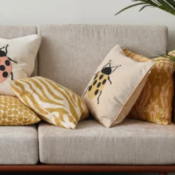 Ikat Madras kuddfodral Spicy Yellow/Rose