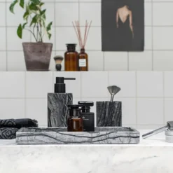 Marble Deco Tray Bricka Black/Grey