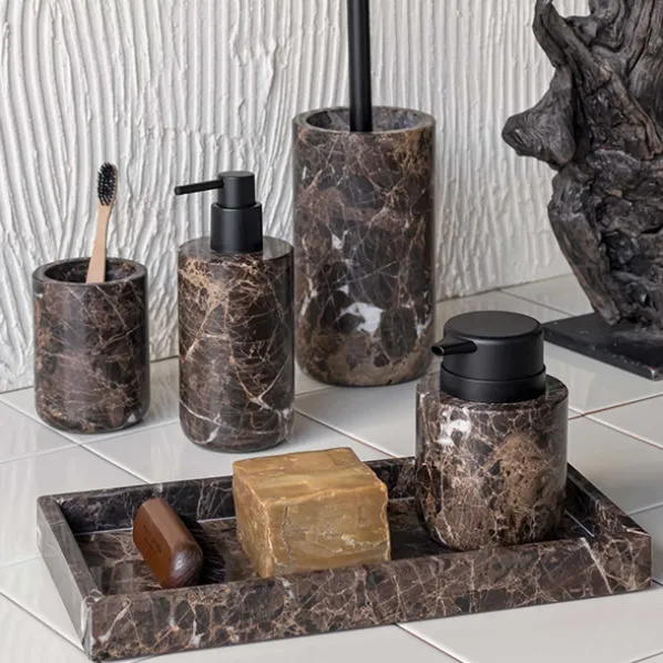 Marble Deco Tray Bricka Brown