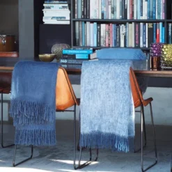 Mohair Pläd Denim Dark Blue