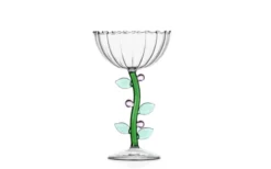 Optical Champagne Bowl Pink Flower Glas