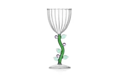 Optical Stemmed Glass Pink Flower Glas