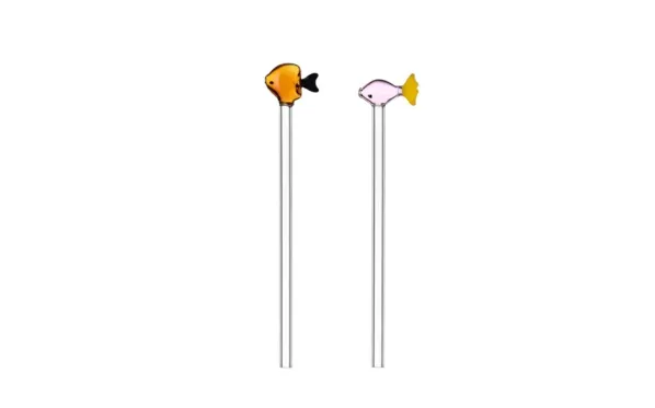 2 Straws Blue and Amber Fish Sugrör